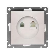 Розетка компьютерная + телефонная 2-м СП Афина механизм жемчуж. Universal A0052-OBr