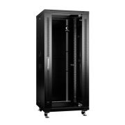 Шкаф монтажный телекоммуникационный напольный SH-05C-27U60/60-BK 19дюйм для распред. и серверн. оборудования 27U 600х600х1388мм передн. стеклян. и задн. сплошн. метал. двери ручка с замком черн. (RAL 9004) Cabeus 8557c
