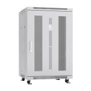 Шкаф монтажный телекоммуникационный напольн. ND-05C-18U60/60 19дюйм 18U 600х600х988мм для распределит. и серверн. оборудования; передн. и задн. перфорир. двери ручка с замком RAL 7035 сер. Cabeus 7656c
