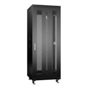 Шкаф монтажный телекоммуникационный напольн. ND-05C-32U60/60-BK 19дюйм 32U 600х600х1610мм для распределит. и серверн. оборудования; передн. и задн. перфорир. двери ручка с замком RAL 9004 черн. Cabeus 8551c