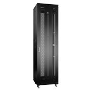 Шкаф монтажный телекоммуникационный напольн. ND-05C-47U60/100-BK 19дюйм 47U 600х1000х2277мм для распределит. и серверн. оборудования; передн. и задн. перфорир. двери ручка с замком RAL 9004 черн. Cabeus 8537c