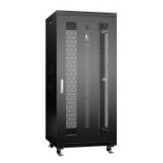 Шкаф монтажный телекоммуникационный напольн. ND-05C-27U60/80-BK 19дюйм 27U 600х800х1388мм для распределит. и серверн. оборудования; передн. и задн. перфорир. двери ручка с замком RAL 9004 черн. Cabeus 8564c