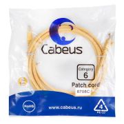 Патч-корд U/UTP кат.6 PC-UTP-RJ45-Cat.6-3m-YL 2xRJ45/8p8c неэкранир. PVC 3м желт. Cabeus 8708c