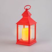 Фонарь декоративный со свечкой красный корпус размер 10.5х10.5х24см тепл. бел. Neon-Night 513-059
