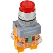 Кнопка D7-11DNZS d22мм 1НО+1НЗ с подсветкой и фиксацией красн. GENERICA BBT50-11DNZS-3-11-K04-G