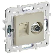 Розетка двойная TV+RJ45 кат.5E SKANDY SK-A14B беж. IEK SK-AK20-1-K10