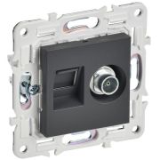 Розетка двойная TV+RJ45 кат.5E SKANDY SK-A14T титан IEK SK-AK20-1-K48