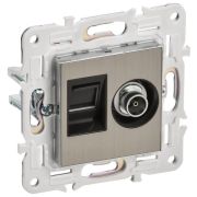 Розетка двойная TV+RJ45 кат.6E SKANDY SK-A15N никель IEK SK-AK20-2-K50