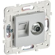 Розетка двойная TV+RJ45 кат.6E SKANDY SK-A15S серебр. IEK SK-AK20-2-K23