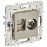 Розетка двойная TV+RJ45 кат.6E SKANDY SK-A15Sh шампань IEK SK-AK20-2-K37