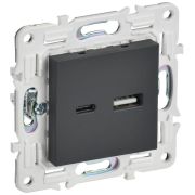 Розетка USB A+C 18Вт SKANDY SK-R13G графит IEK SK-U22-018-K53