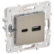 Розетка USB A+C 18Вт SKANDY SK-R13N никель IEK SK-U22-018-K50