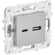 Розетка USB A+C 18Вт SKANDY SK-R13S серебр. IEK SK-U22-018-K23