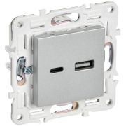 Розетка USB A+C 3.1А SKANDY SK-R14S серебр. IEK SK-U22-D31-K23