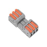 Клемма СМК 222-423R проходная разъемная 3 полюса сер. 0.2-2.5/4кв.мм Rexant 07-5263