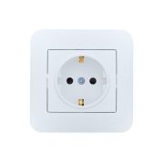 Розетка 1-м СП ASTI 16А IP20 с заземл. защ. шторки термопласт в сборе бел. LEZARD 7081-0202-124B
