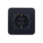 Розетка 1-м СП ASTI 16А IP20 с заземл. защ. шторки термопласт в сборе черн. бархат. LEZARD 7081-4242-124B