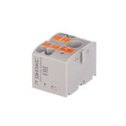 Блок распределительный зажим push-in 1 ввод 6кв.мм 4 точки подключения 25кв.мм сер. DKC DTP1-104-104SPUG