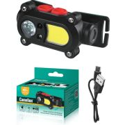 Фонарь аккумуляторный налобный 3.7В карбон 2 LED 3Вт 15 режимов сенсор MicroUSB бокс LED53418 Camelion 15746