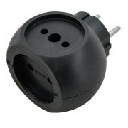 Разветвитель сетевой 10А (тройник) шар РВ-043 10А Si 1/3С-Bl черн. Volsten 13919