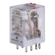 Реле миниатюрное промышленное общего назначения 2CO ком. ток 12А AgSnO2 напряжение 230В AC опция: тест-кнопка+светодиод DKC IR-230AC-W2CO-D