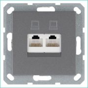 Розетка компьютерная 2-м RJ45 IP20 кат. 6 механизм алюм. Jasmart G6108S
