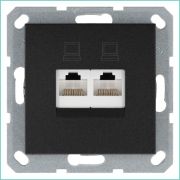 Розетка компьютерная 2-м RJ45 IP20 кат. 6 механизм антрацит Jasmart G6108B