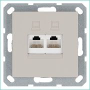 Розетка компьютерная 2-м RJ45 IP20 кат. 6 механизм тауп Jasmart G6108T