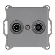 Розетка телевизионная оконечная TV + FM 2-м Ф9.5мм механизм алюм. Jasmart G6204S