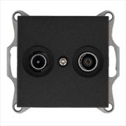 Розетка телевизионная оконечная TV + FM 2-м Ф9.5мм механизм антрацит Jasmart G6204B