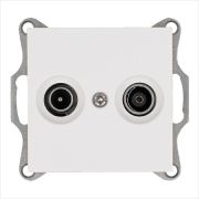 Розетка телевизионная оконечная TV + FM 2-м Ф9.5мм механизм бел. глянцевый Jasmart G6204W