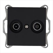 Розетка телевизионная оконечная TV + FM 2-м Ф9.5мм механизм черн. матовый soft touch Jasmart G6204PB