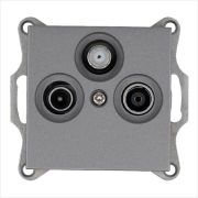 Розетка телевизионная оконечная TV + FM + SAT 3-м Ф9.5мм механизм алюм. Jasmart G6206S