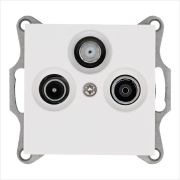 Розетка телевизионная оконечная TV + FM + SAT 3-м Ф9.5мм механизм бел. глянцевый Jasmart G6206W