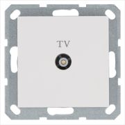 Розетка телевизионная оконечная TV Ф9.5мм механизм бел. глянцевый Jasmart G6001W