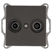 Розетка телевизионная проходная TV + FM 2-м Ф9.5мм механизм мокко Jasmart G6205Z