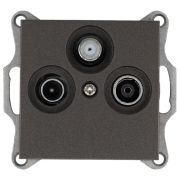 Розетка телевизионная проходная TV + FM + SAT 3-м Ф9.5мм механизм мокко Jasmart G6207Z