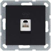 Розетка телефонная 1-м RJ11 механизм черн. матов. soft touch JasmartG6101PB