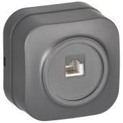 Розетка телефонная ОП RJ11 GLORY РТ20-ХСм сталь матов. IEK ETH10-K46M