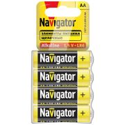 Элемент питания 95 457 NBT-02 AA LR6 4SHBP (уп.4шт) NAVIGATOR 95457