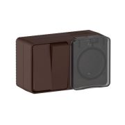 Блок ОП AtlasDesign PROFI IP54 (розетка 1-м 16А заземл. защ. шторки + 2-кл. выключатель 10А) корич. SE ATN546074