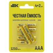 Элемент питания алкалиновый LR03/AAA ПРОМО (блист.4+2шт) IEK ABT-LR03-OP-L04-02
