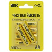 Элемент питания алкалиновый LR6/AA ПРОМО (блист.4+2шт) IEK ABT-LR06-OP-L04-02