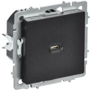 Розетка СП BRITE USB C 65Вт высокоскор. заряд. РЮ12-1-БрЧ черн. IEK BR-U13-065-K02