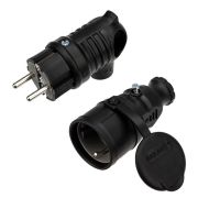 Набор розетка переносная + вилка угловая 16 А IP44 каучук Rexant 111-002-004