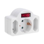 Разветвитель 3-м 16А + 2х2.5А с выключателем с заземл. защ. шторки бел. Rexant 11-1086