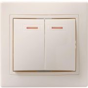 Выключатель 2-кл. СП Кварта 10А IP20 ВС10-2-1-ККм с индикацией крем. GENERICA EVK21-K33-10-DM