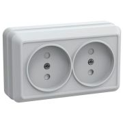 Розетка 2-м ОП Октава РСш22-2-ОБ 10А IP20 без заземл. защ. шторки бел. GENERICA ERO23-K01-10-DC