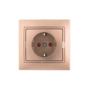 Розетка 1-м СП Mira 16А IP20 с заземл. защ. шторки со вставкой керамика свет. корич. перламутр. LEZARD 701-3131-124