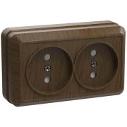 Розетка 2-м ОП Октава 10А IP20 без заземл. дуб GENERICA ERO20-K04-10-DC